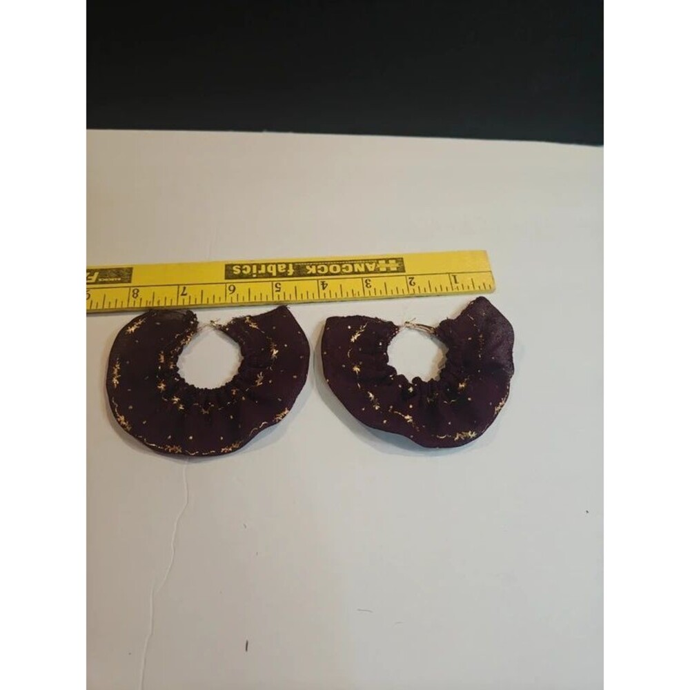 Handmade Dark Fabric Hoop Earrings | Chindi Fabric Ruffle Dangles